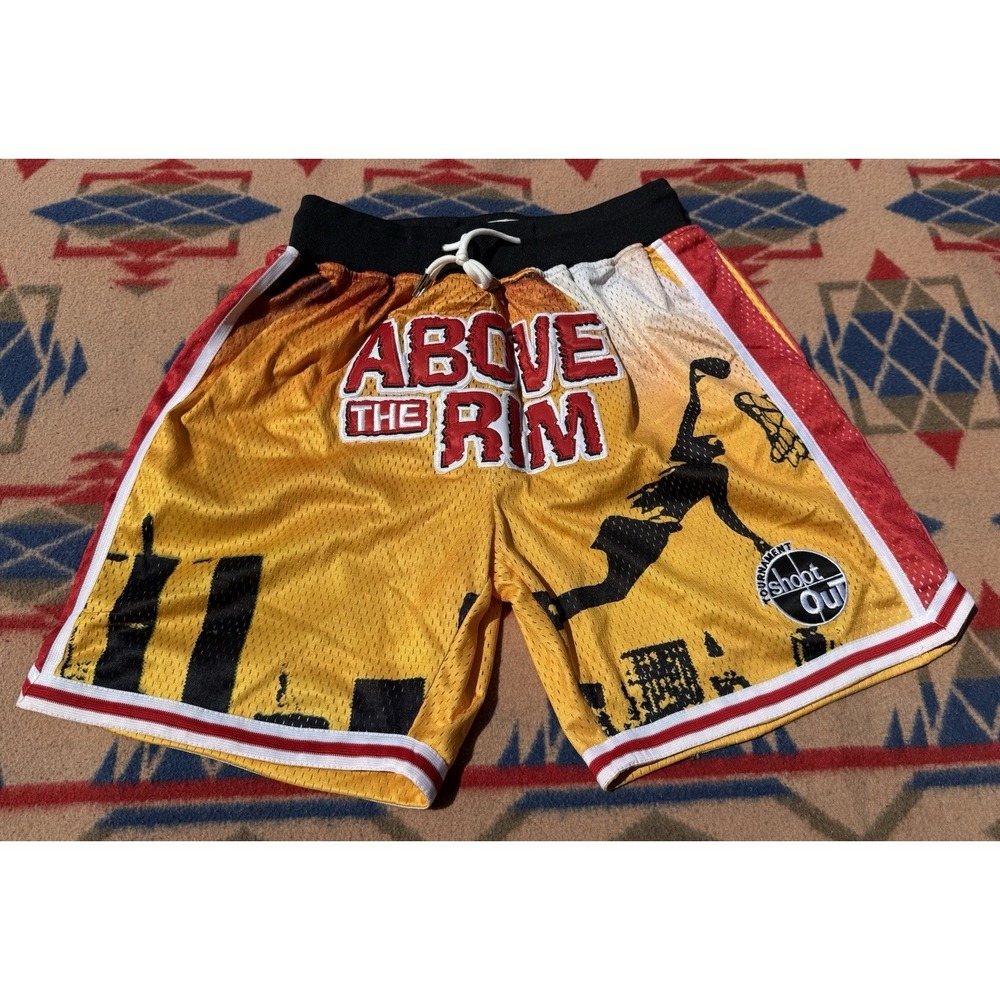 Above The Rim 1994 Yellow Red Mesh Athletic Basketball Shorts‎ Small Men's
